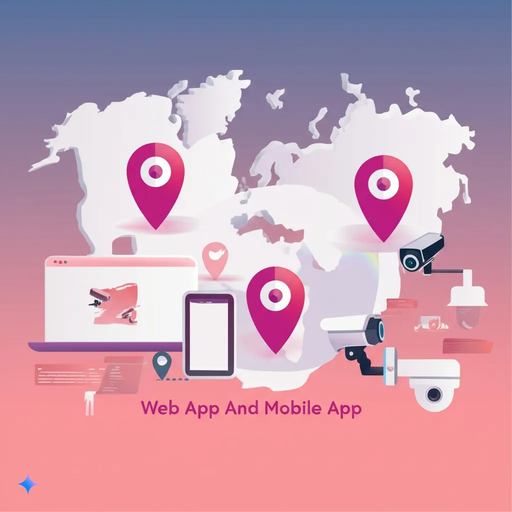 Web App And Mobile App Showing Geographical Locations of CCTV’s